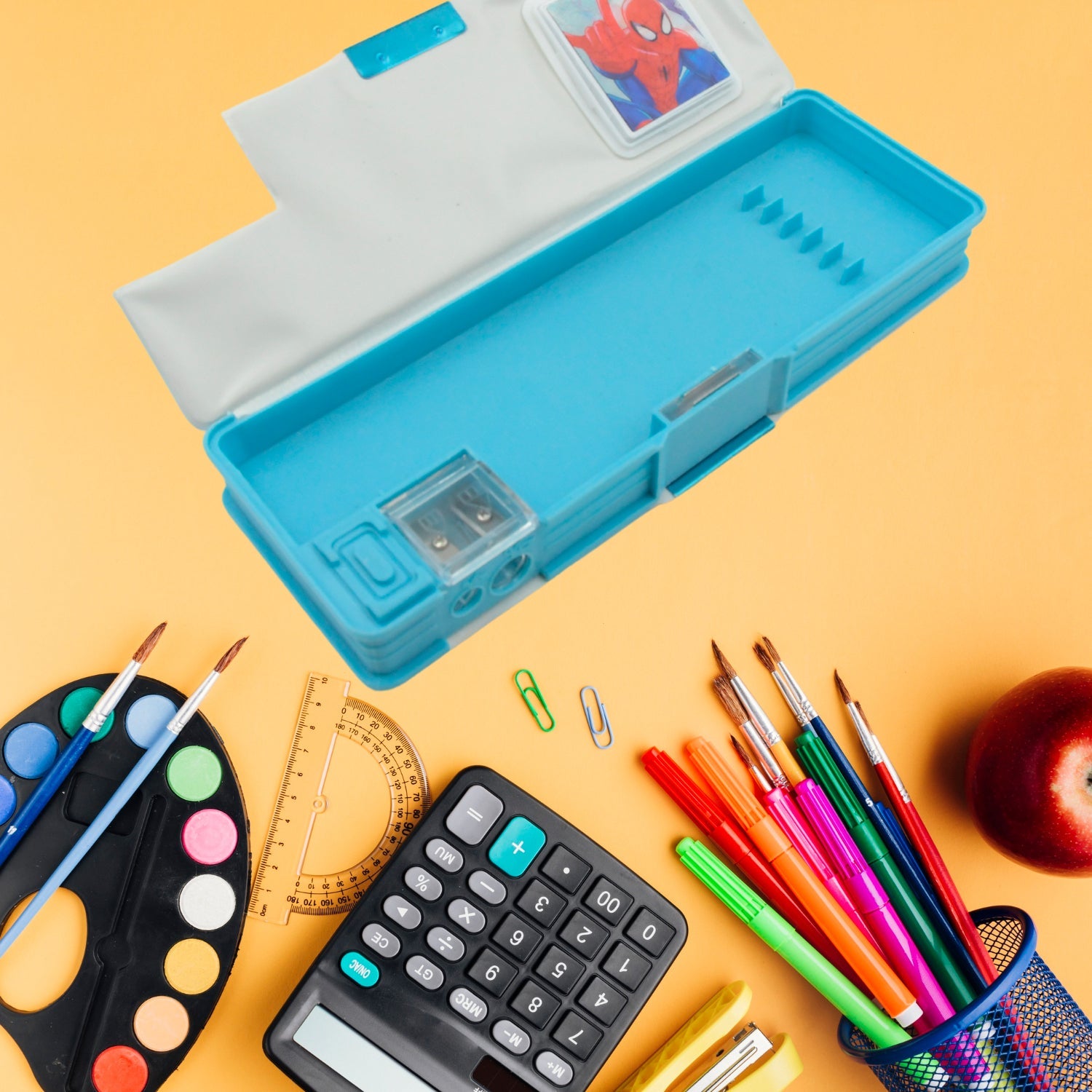 4260 Art & Stationery Cartoon Multi-functional Geometry Box for Boys with Inbuilt Calculator, 2 Sides Open and Double Sharpener Stationery Kit Pencil Box for Boys Art Plastic Pencil Box for Girls and Boys 4260 Art & Stationery Cartoon Multi-functional Geometry Box for Boys with Inbuilt Calculator, 2 Sides Open and Double Sharpener Stationery Kit Pencil Box for Boys Art Plastic Pencil Box for Girls and Boys